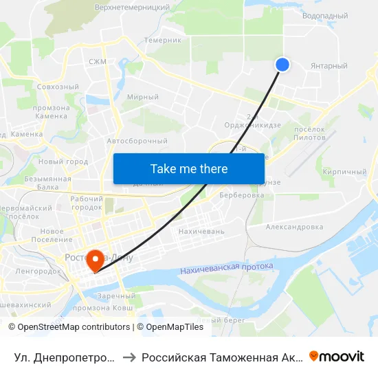 Ул. Днепропетровская to Российская Таможенная Академия map