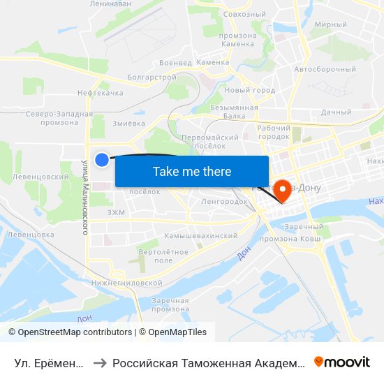 Ул. Ерёменко to Российская Таможенная Академия map