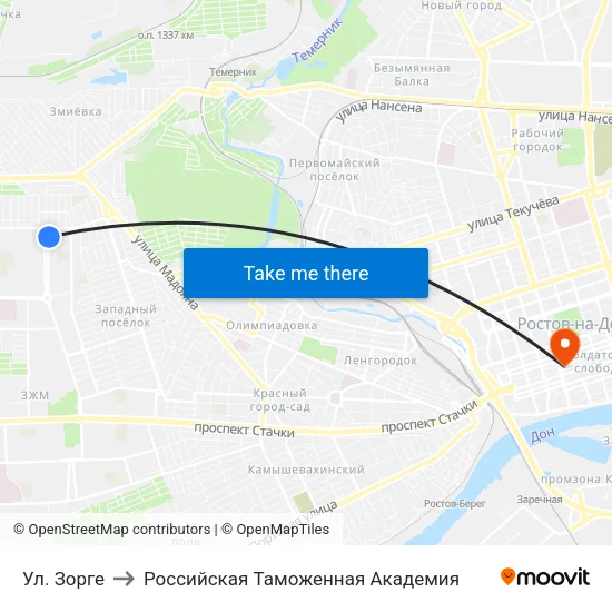 Ул. Зорге to Российская Таможенная Академия map