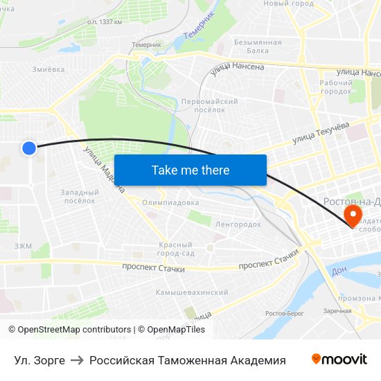 Ул. Зорге to Российская Таможенная Академия map