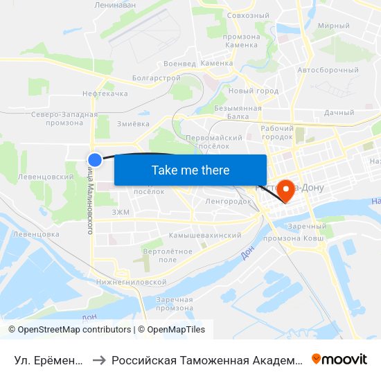 Ул. Ерёменко to Российская Таможенная Академия map