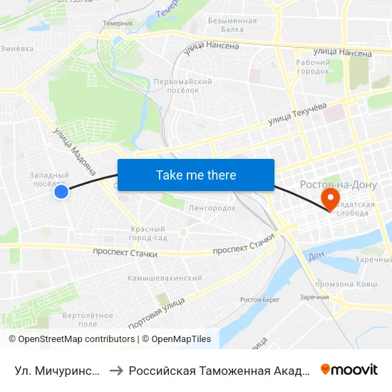 Ул. Мичуринская to Российская Таможенная Академия map