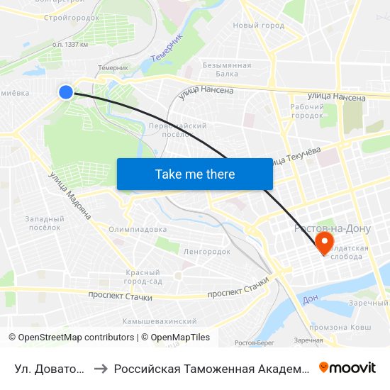 Ул. Доватора to Российская Таможенная Академия map