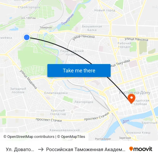 Ул. Доватора to Российская Таможенная Академия map