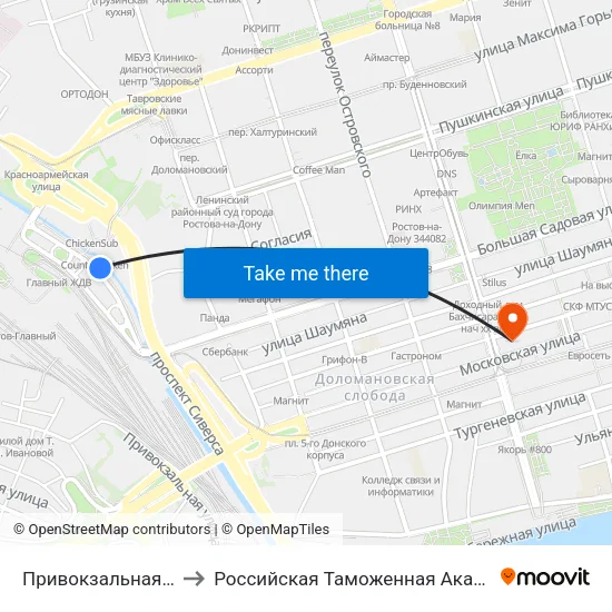 Привокзальная Пл. to Российская Таможенная Академия map