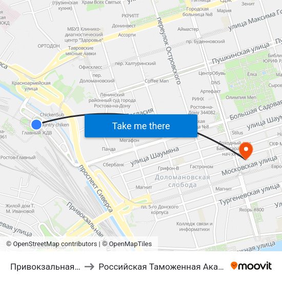 Привокзальная Пл. to Российская Таможенная Академия map