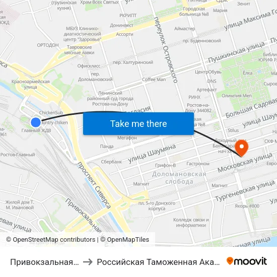 Привокзальная Пл. to Российская Таможенная Академия map