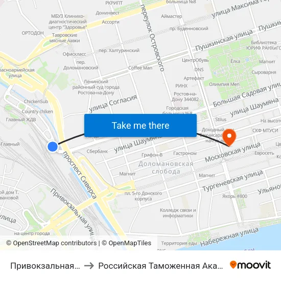 Привокзальная Пл. to Российская Таможенная Академия map