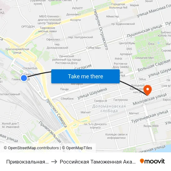 Привокзальная Пл. to Российская Таможенная Академия map