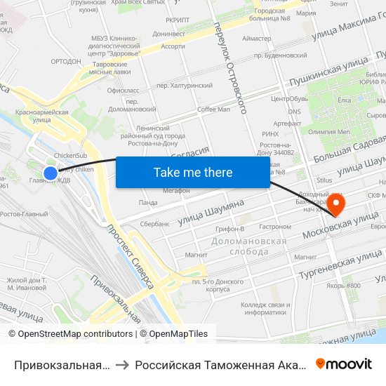 Привокзальная Пл. to Российская Таможенная Академия map