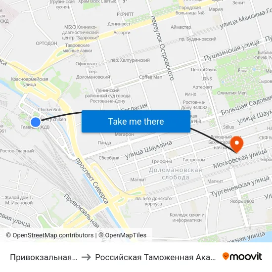 Привокзальная Пл. to Российская Таможенная Академия map