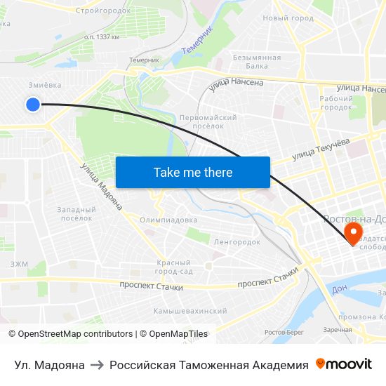 Ул. Мадояна to Российская Таможенная Академия map