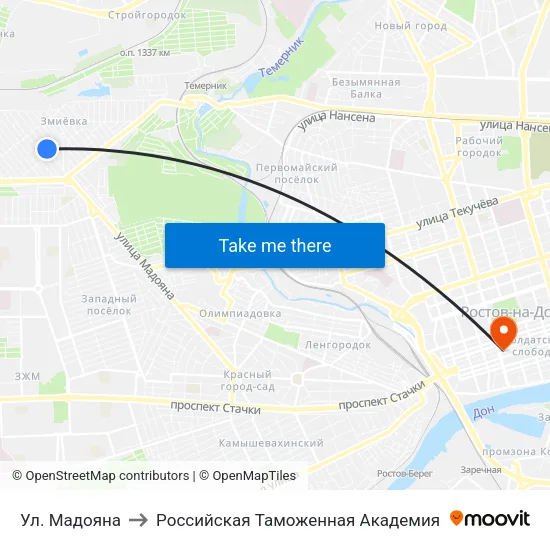 Ул. Мадояна to Российская Таможенная Академия map