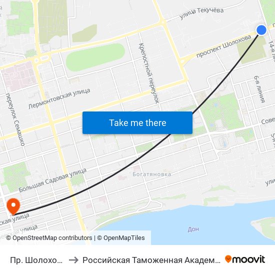 Пр. Шолохова to Российская Таможенная Академия map