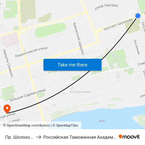 Пр. Шолохова to Российская Таможенная Академия map