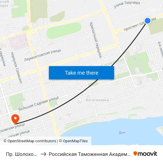 Пр. Шолохова to Российская Таможенная Академия map