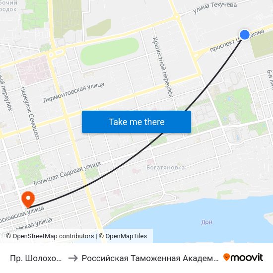 Пр. Шолохова to Российская Таможенная Академия map