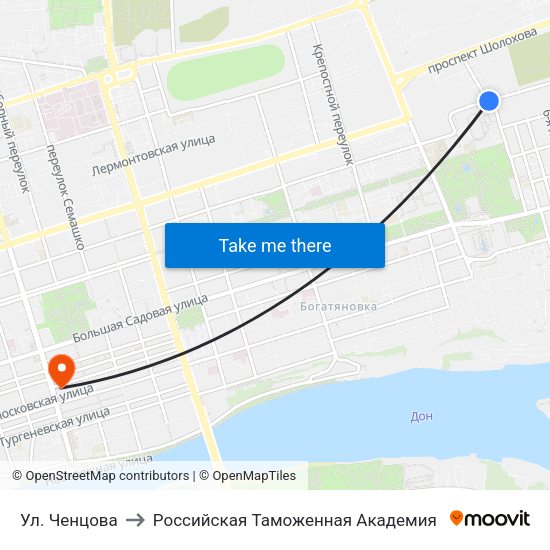 Ул. Ченцова to Российская Таможенная Академия map
