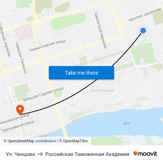 Ул. Ченцова to Российская Таможенная Академия map