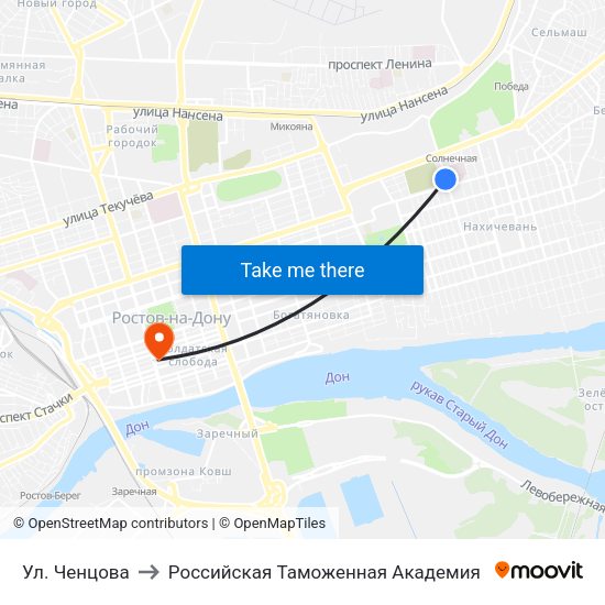Ул. Ченцова to Российская Таможенная Академия map