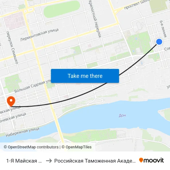 1-Я Майская Ул. to Российская Таможенная Академия map