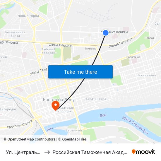 Ул. Центральная to Российская Таможенная Академия map
