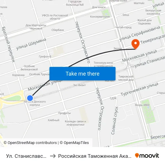 Ул. Станиславского to Российская Таможенная Академия map