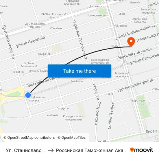 Ул. Станиславского to Российская Таможенная Академия map