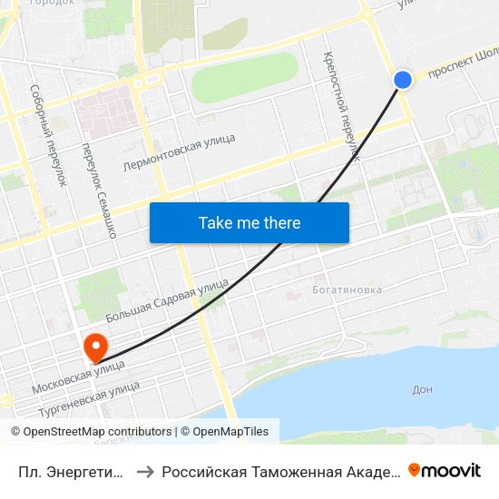 Пл. Энергетиков to Российская Таможенная Академия map