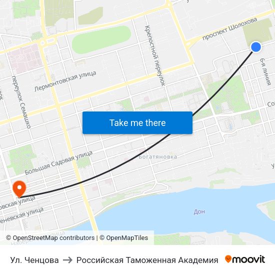 Ул. Ченцова to Российская Таможенная Академия map