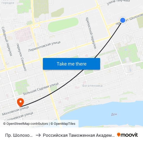 Пр. Шолохова to Российская Таможенная Академия map