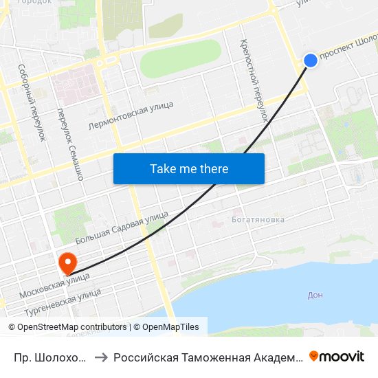 Пр. Шолохова to Российская Таможенная Академия map