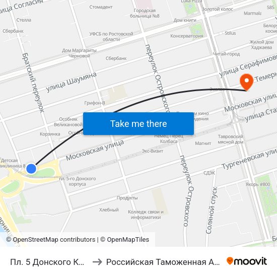 Пл. 5 Донского Корпуса to Российская Таможенная Академия map