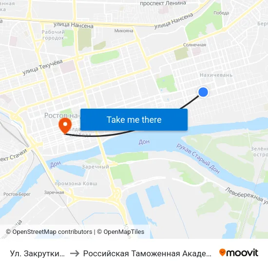 Ул. Закруткина to Российская Таможенная Академия map