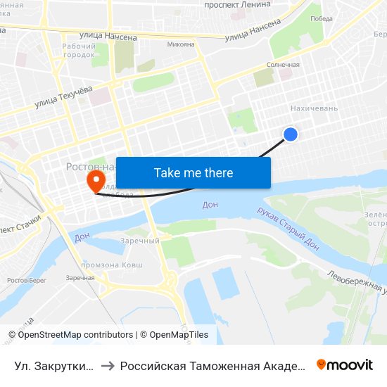 Ул. Закруткина to Российская Таможенная Академия map