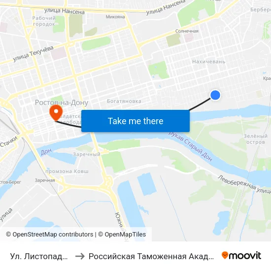 Ул. Листопадова to Российская Таможенная Академия map