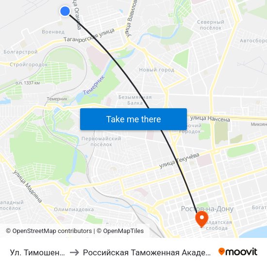 Ул. Тимошенко to Российская Таможенная Академия map