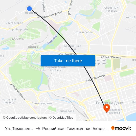 Ул. Тимошенко to Российская Таможенная Академия map