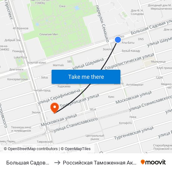 Большая Садовая Ул. to Российская Таможенная Академия map