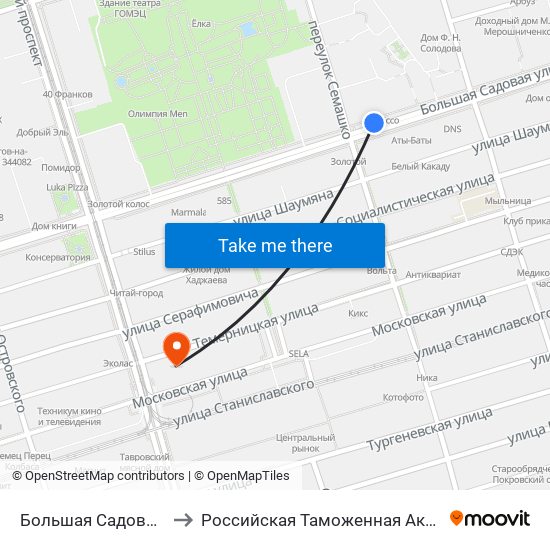 Большая Садовая Ул. to Российская Таможенная Академия map