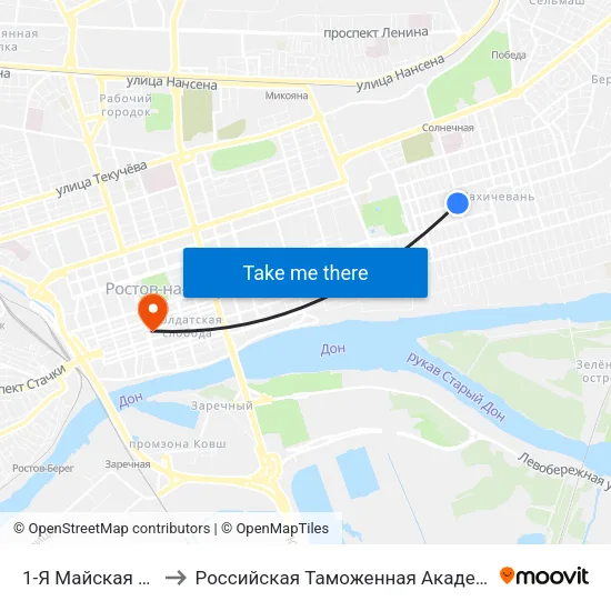 1-Я Майская Ул. to Российская Таможенная Академия map