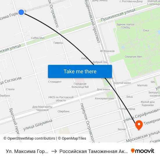 Ул. Максима Горького to Российская Таможенная Академия map