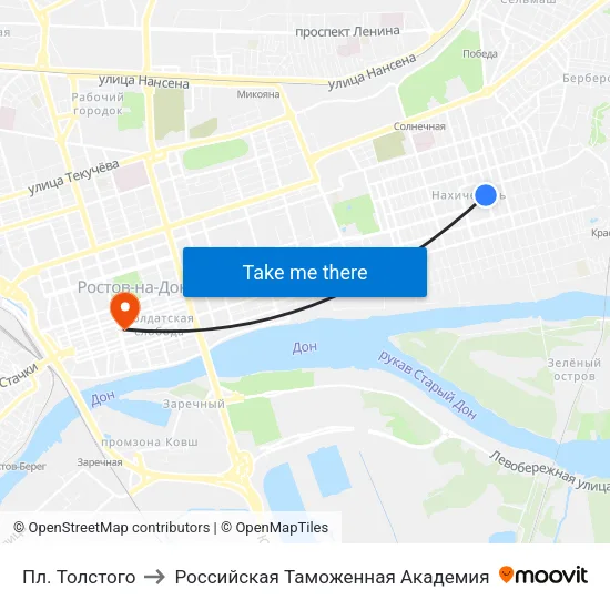Пл. Толстого to Российская Таможенная Академия map