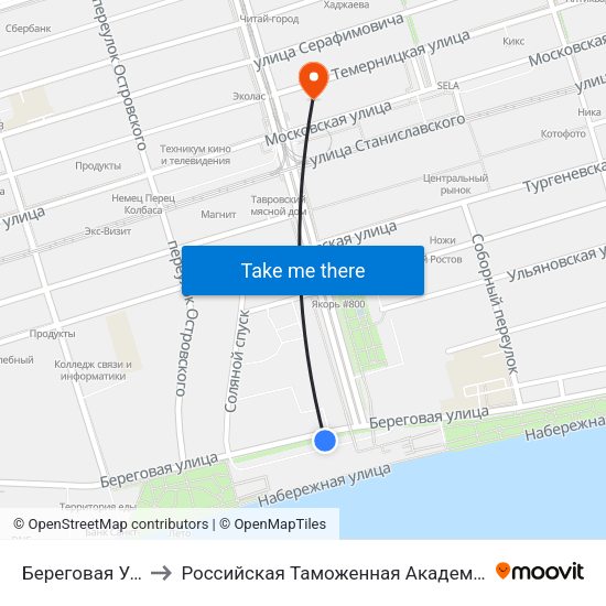 Береговая Ул. to Российская Таможенная Академия map