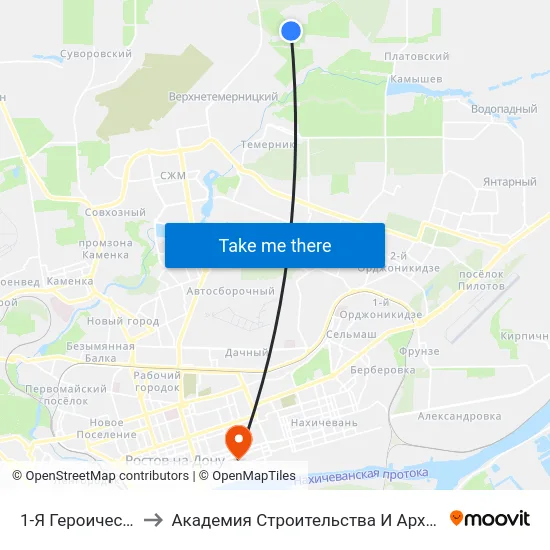 1-Я Героическая Ул. to Академия Строительства И Архитектуры Дгту map