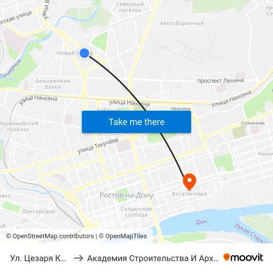 Ул. Цезаря Куникова to Академия Строительства И Архитектуры Дгту map
