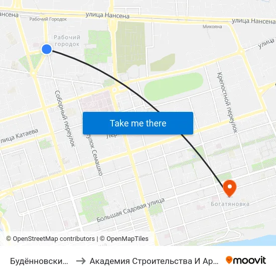 Будённовский Просп. to Академия Строительства И Архитектуры Дгту map