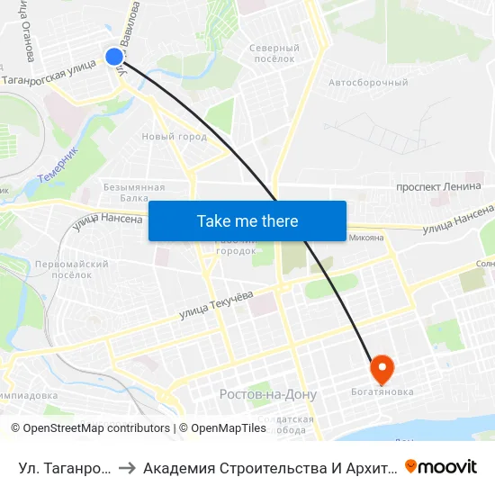 Ул. Таганрогская to Академия Строительства И Архитектуры Дгту map