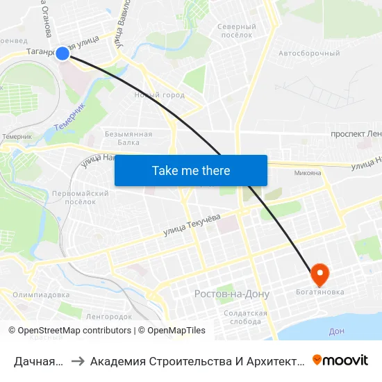 Дачная Ул. to Академия Строительства И Архитектуры Дгту map