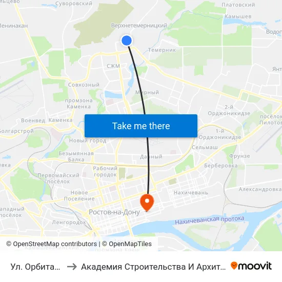Ул. Орбитальная to Академия Строительства И Архитектуры Дгту map